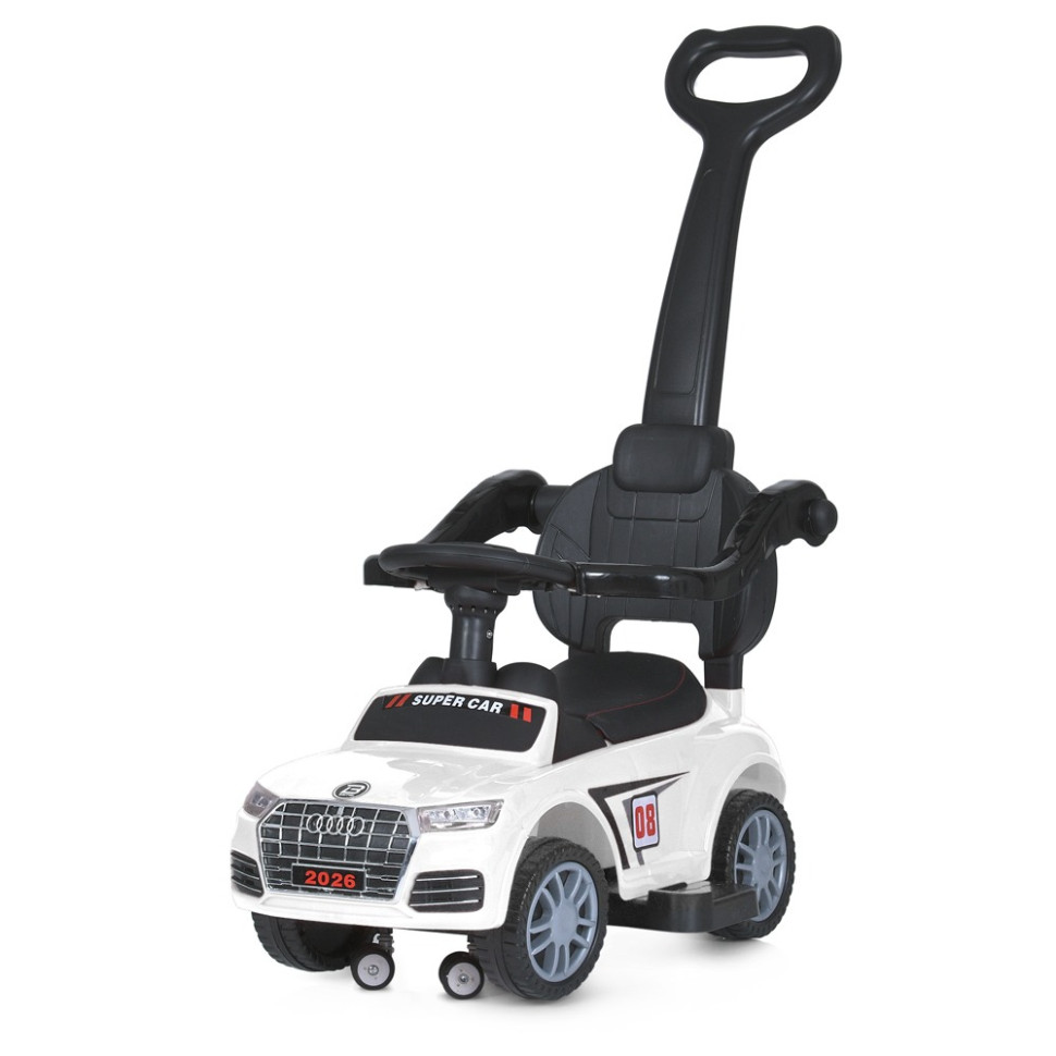 Дитяча каталка-толокар Bambi Racer M 5045L-1 білий, з батьківською ручкою