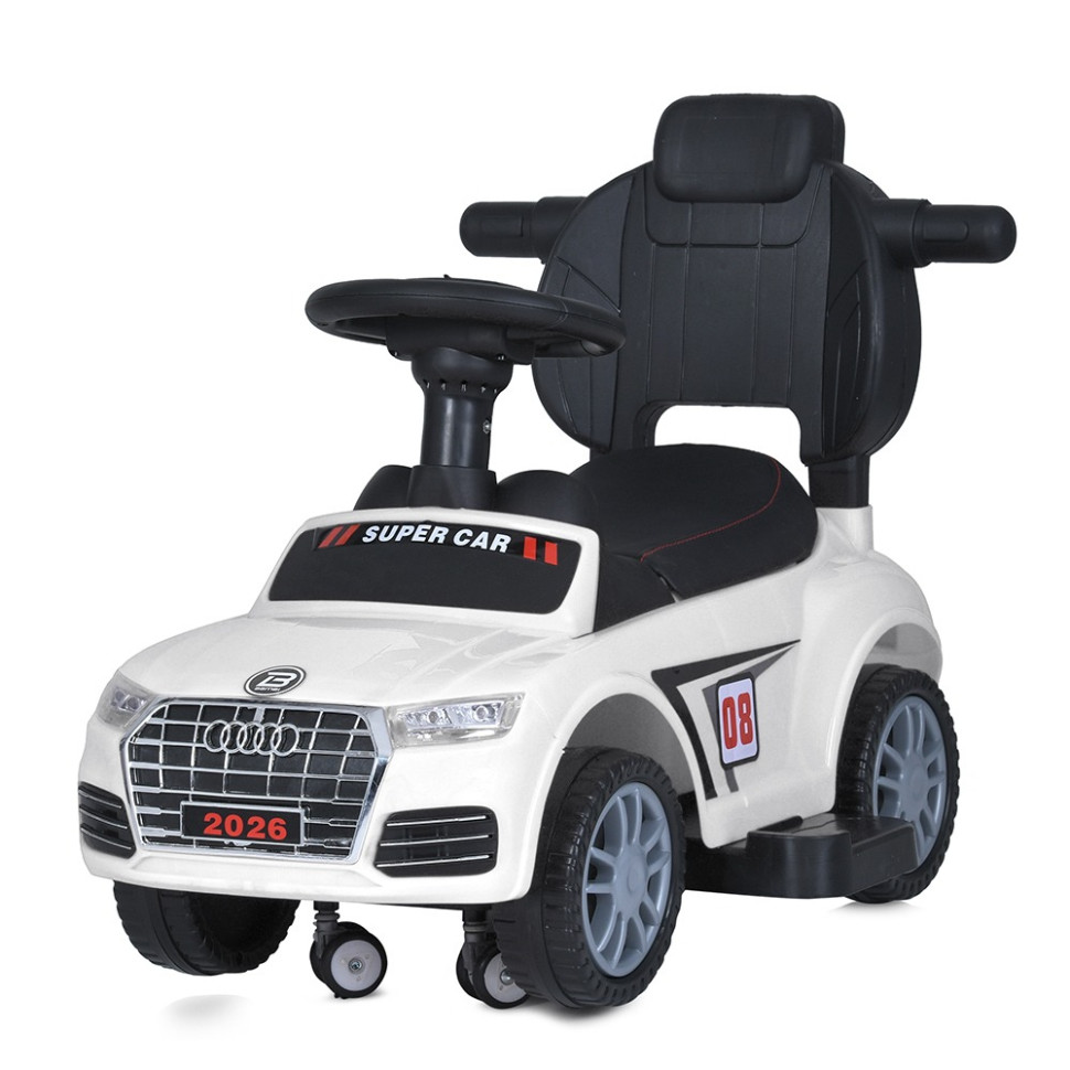 Дитяча каталка-толокар Bambi Racer M 5045L-1 білий, з батьківською ручкою
