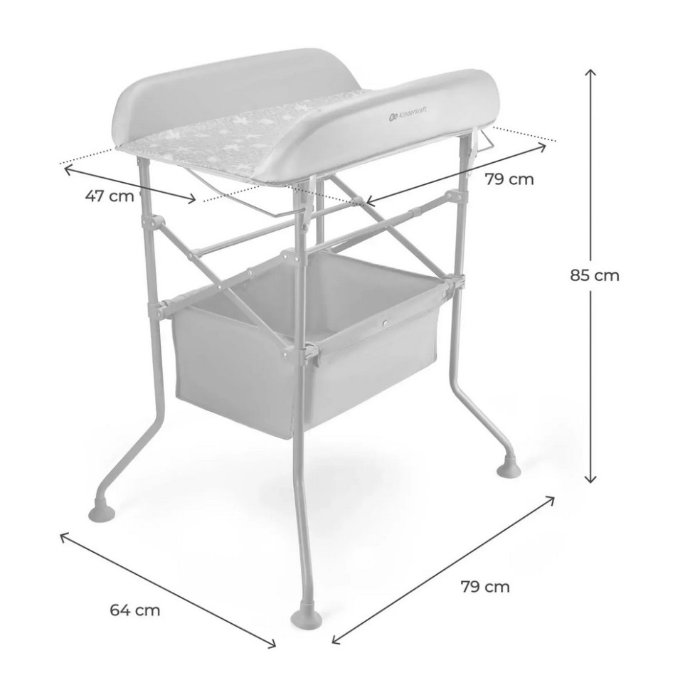 Столик для сповивання з ванночкою Bubbly Kinderkraft KABUBB00GRY0000 Grey