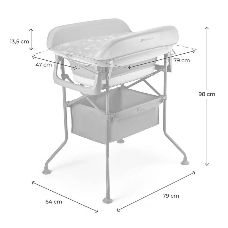 Столик для сповивання з ванночкою Bubbly Kinderkraft KABUBB00GRY0000 Grey