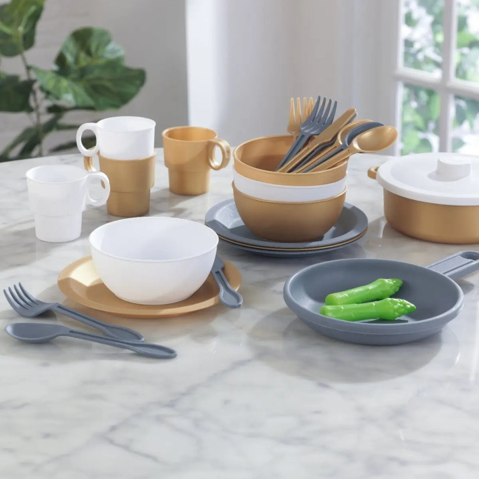Игровой набор посуды Modern Metallics KidKraft 63532, 27 предметов