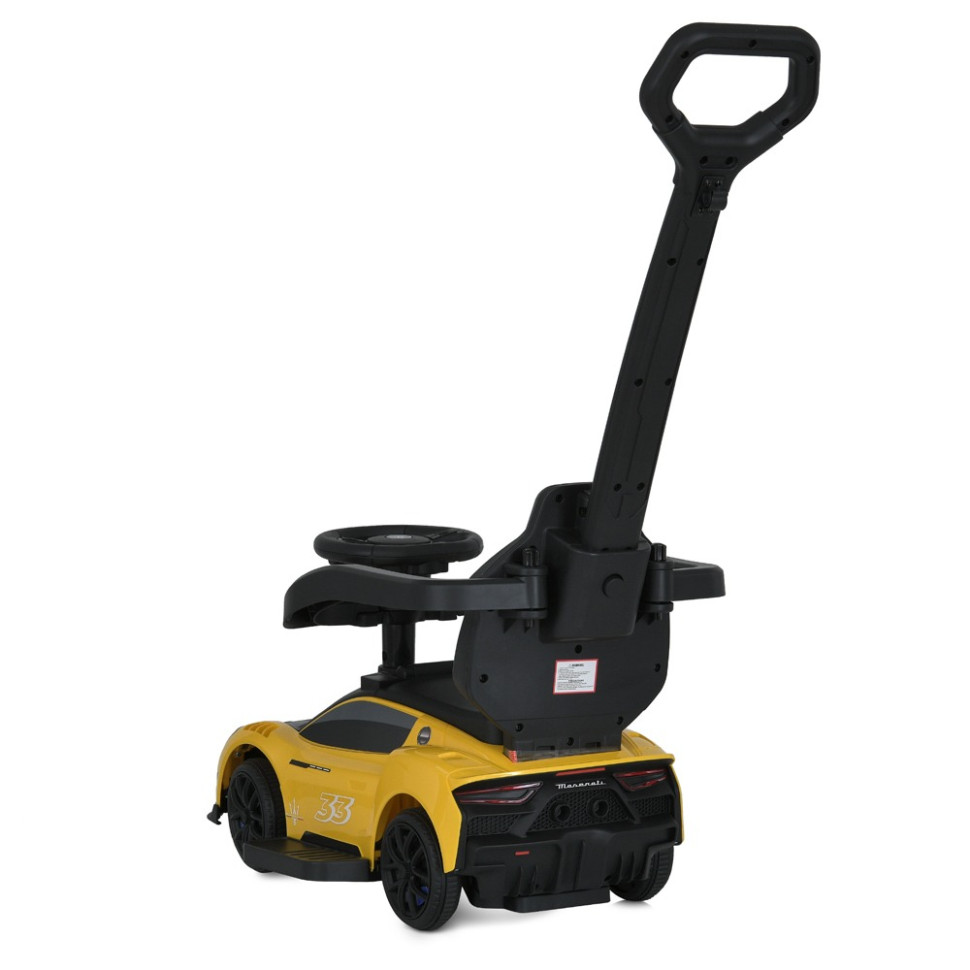 Дитяча каталка-толокар 2 в 1 Bambi M 5106-6 жовтий, з батьківською ручкою