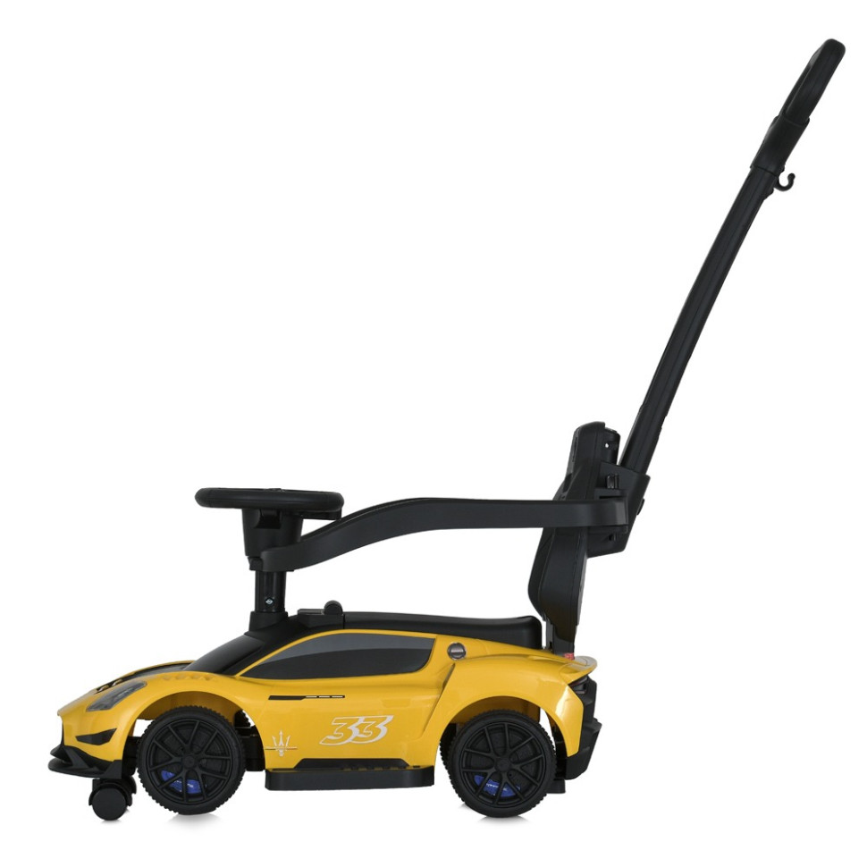 Дитяча каталка-толокар 2 в 1 Bambi M 5106-6 жовтий, з батьківською ручкою