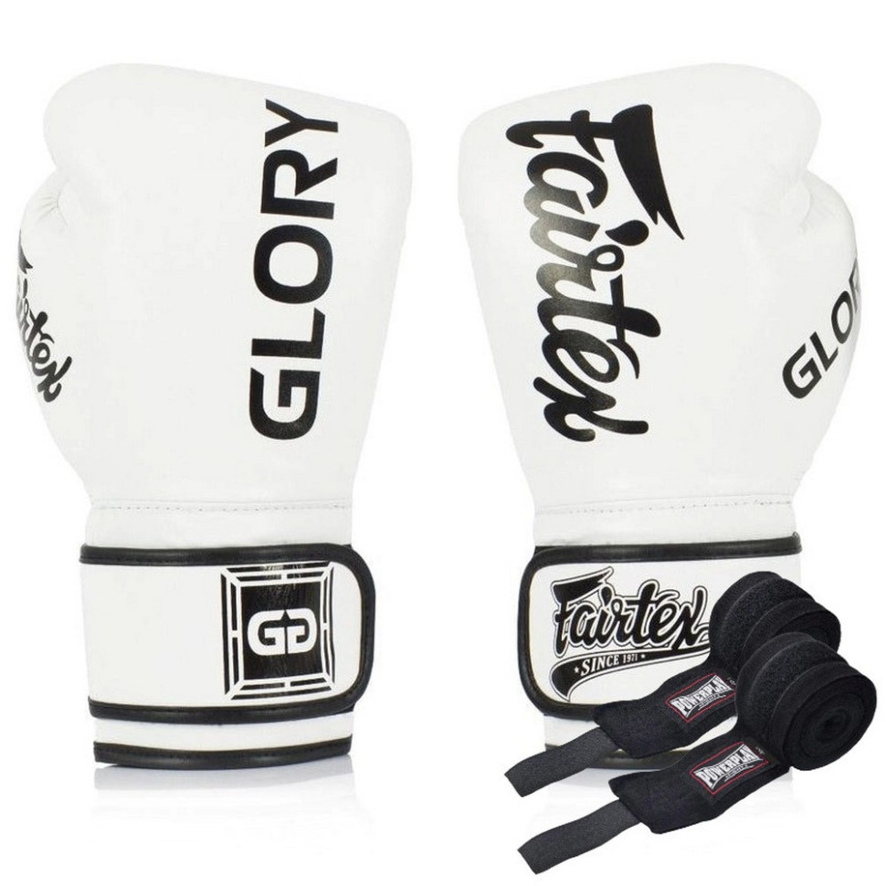 Боксерские перчатки BGVG1 Fairtex BGVG1_10oz_White 10 унций (бинты в комплекте)