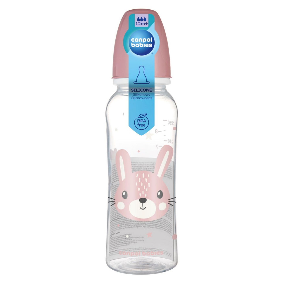 Детская стандартная бутылочка Cute animals Canpol babies 11/841_pin 250 мл