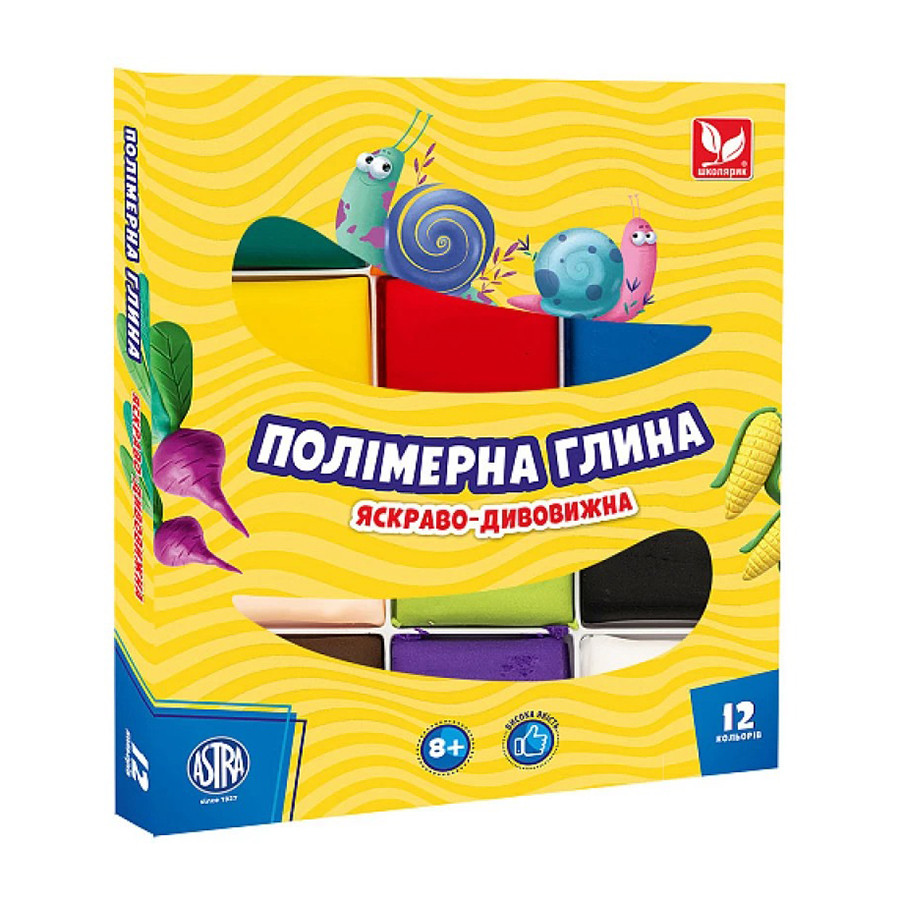 Полимерная глина Школярик 304110001-UA 12 цветов 