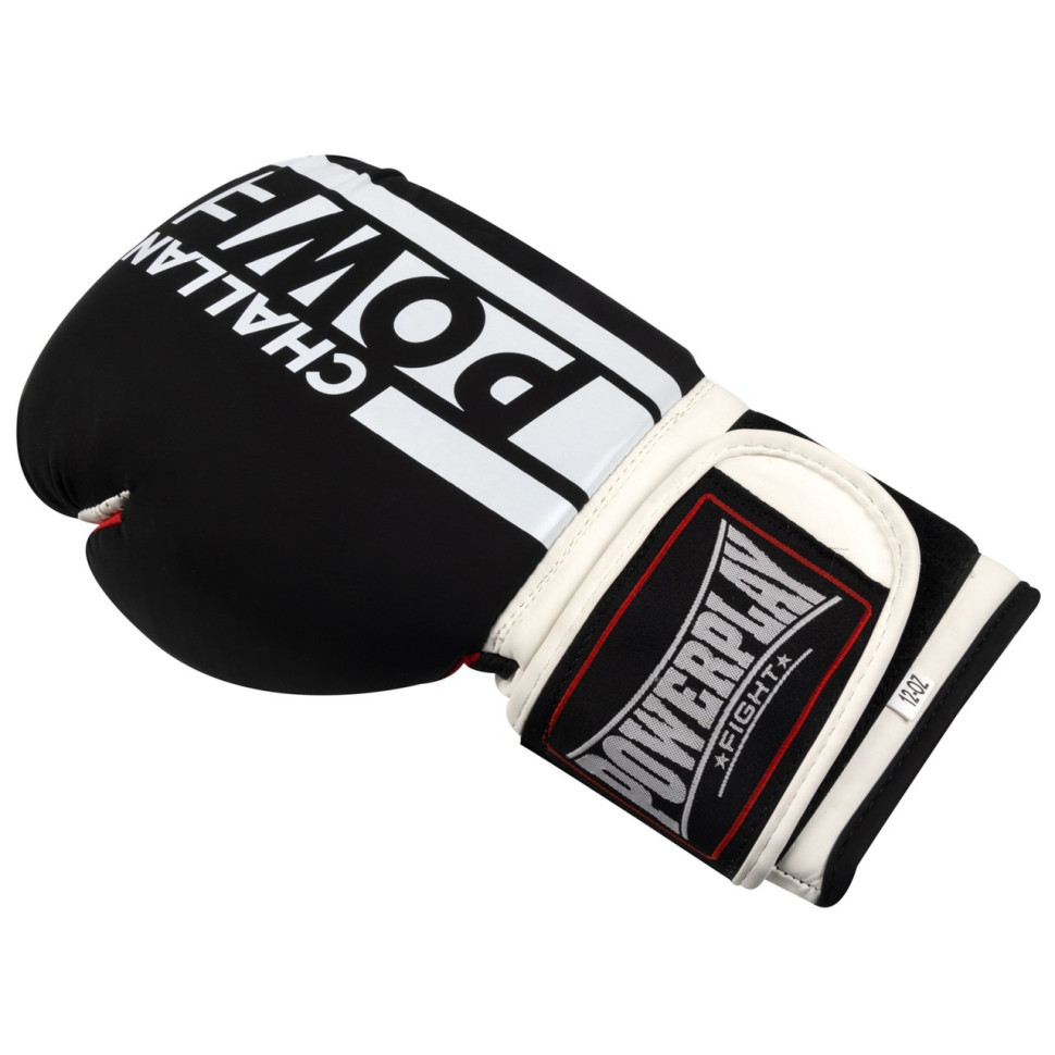 Боксерські рукавиці 3086 Matt Challenger PowerPlay PP_3086_16oz_Bl/White, Чорно-Білі 16 унцій