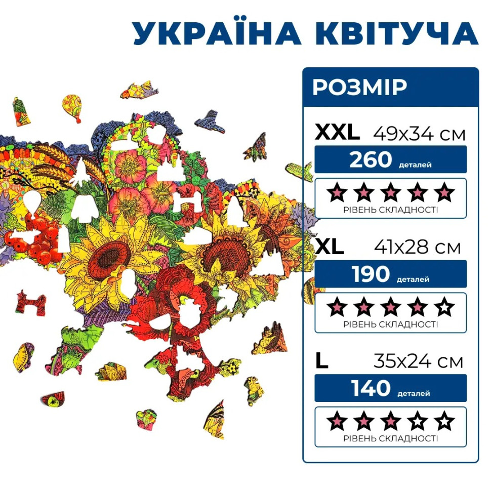 Дерев'яний фігурний пазл 