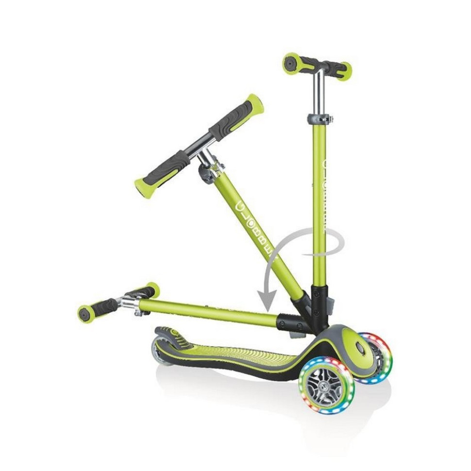 Детский трехколесный самокат ELITE DELUXE GLOBBER 444-406 зеленый, колеса с подсветкой