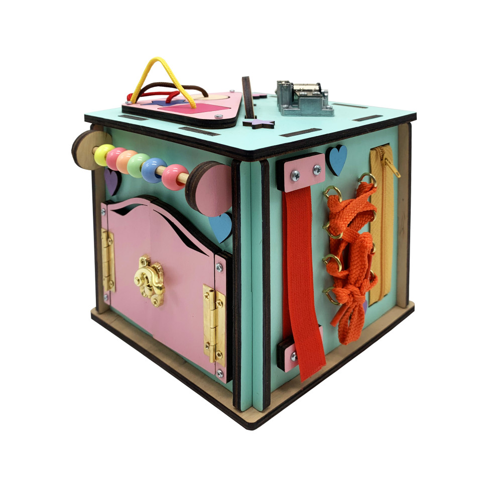 Развивающая игрушка Бизикуб Temple Group TG286478 15х15х15 см Бирюзовый