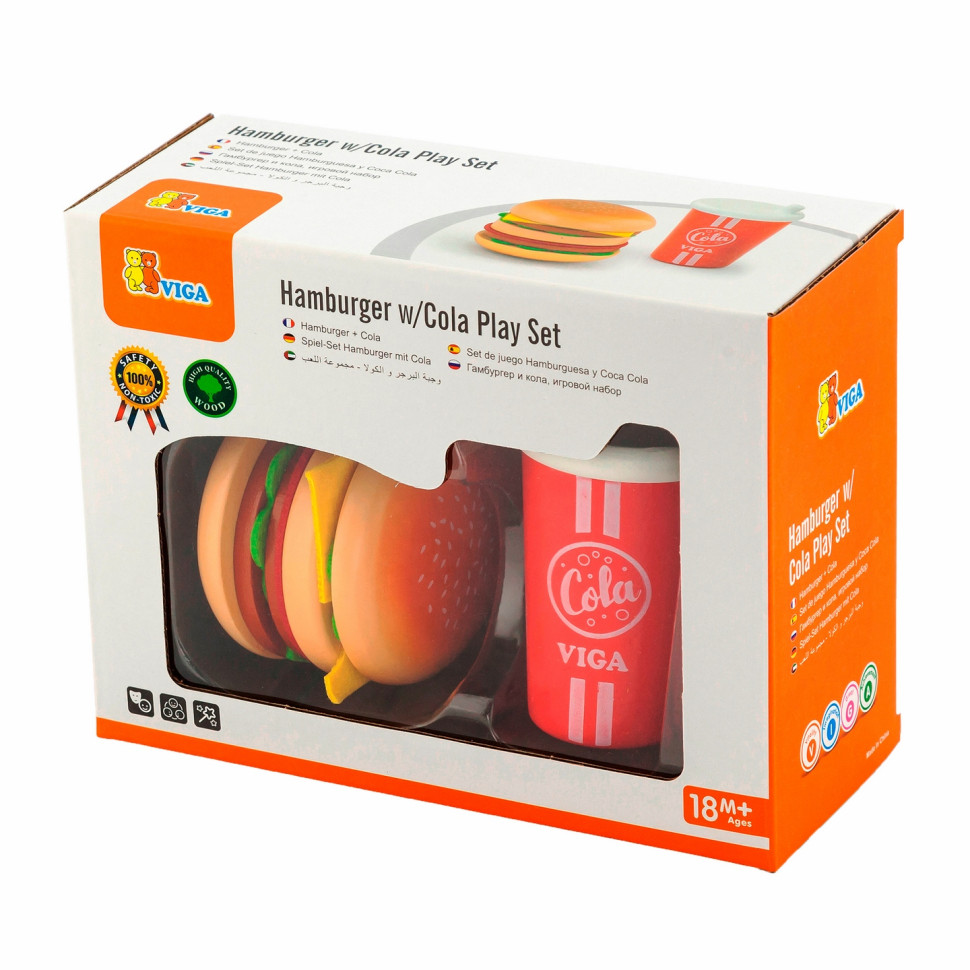 Деревянные гамбургер и кола  Viga Toys 51602 игрушечные продукты