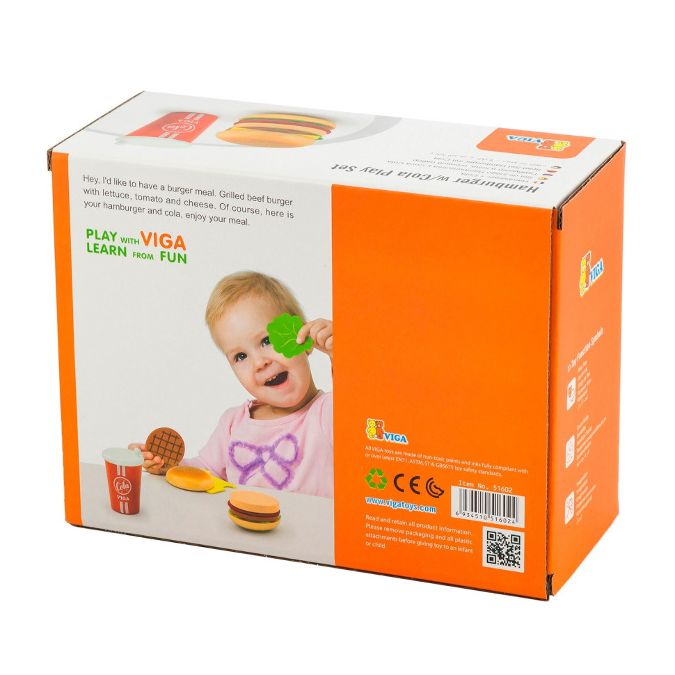 Деревянные гамбургер и кола  Viga Toys 51602 игрушечные продукты
