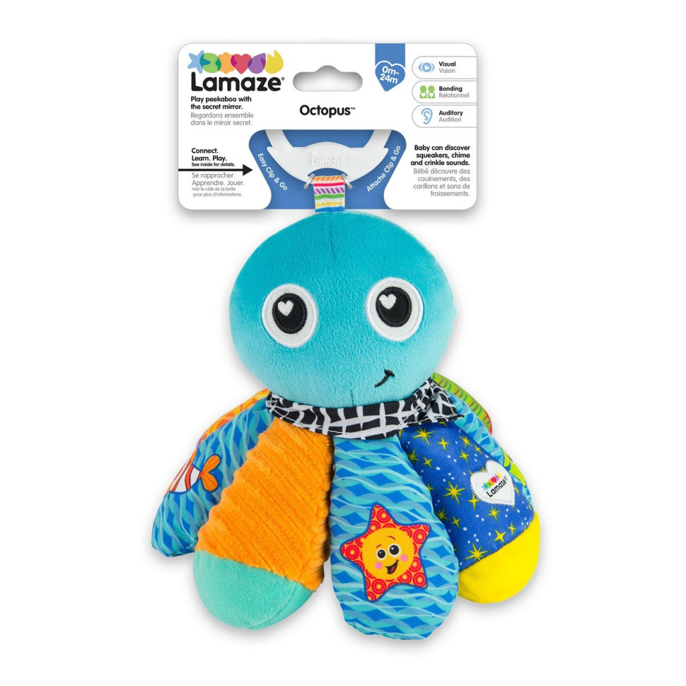 Мягкая игрушка-подвеска Осьминог Lamaze L27514 с пищалкой и зеркальцем 