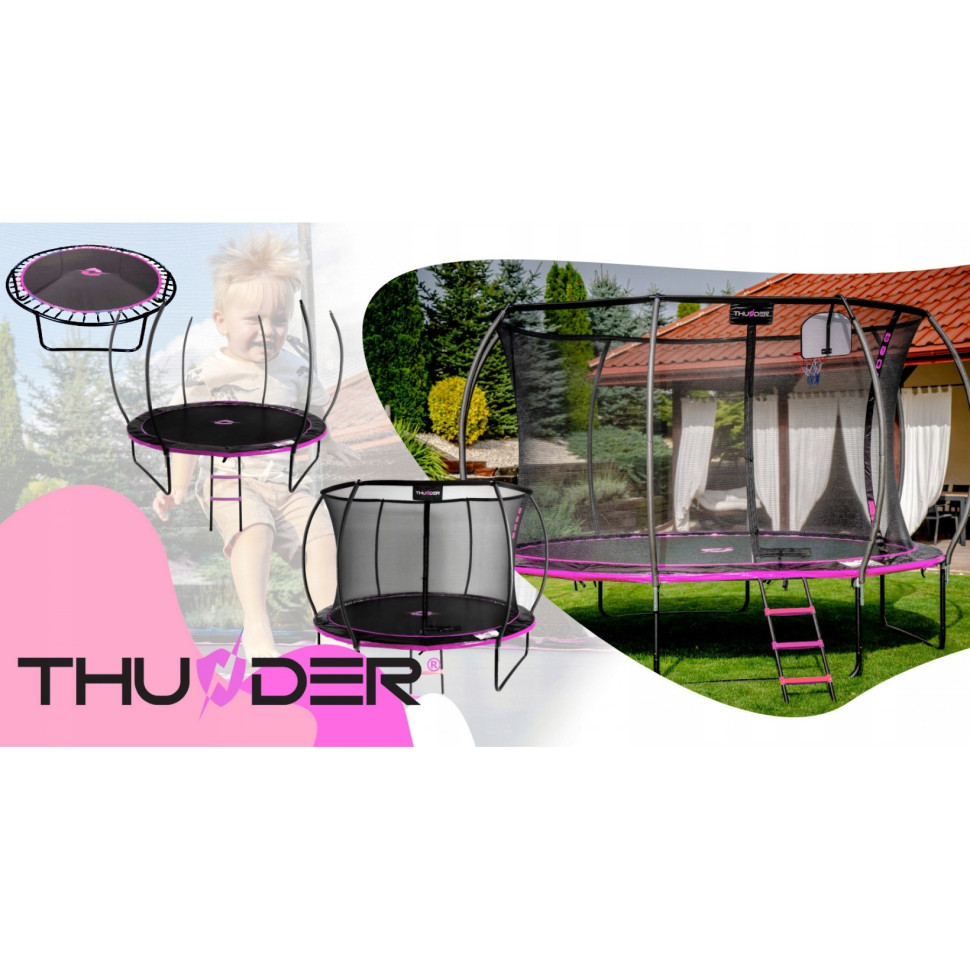 Батут с внутренней сеткой Thunder INSIDE-ULTRA-8FT-PINK Black/Pink 255 см 