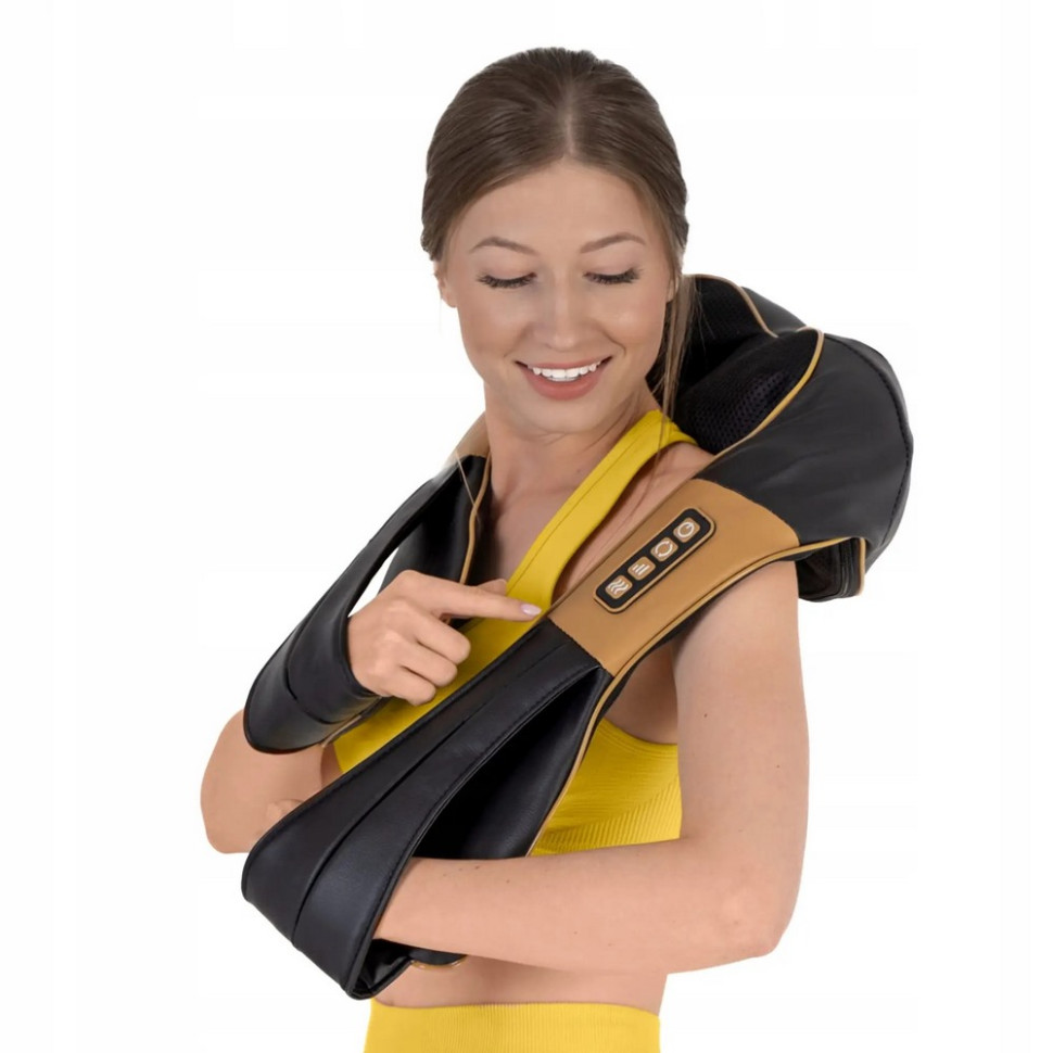 Накидка-массажер для шеи и спины Shiatsu Ultra+ 4FIZJO 4FJ0566 аккумуляторная, Black/Gold