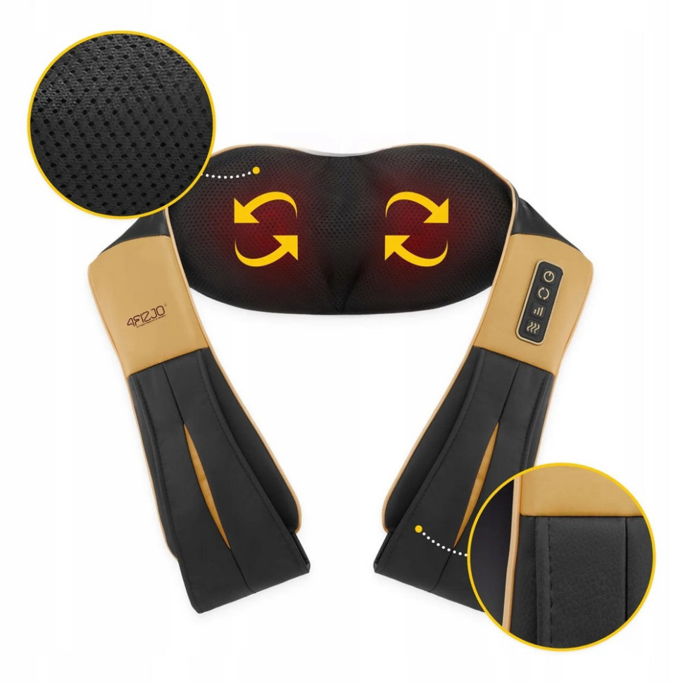 Накидка-массажер для шеи и спины Shiatsu Ultra+ 4FIZJO 4FJ0566 аккумуляторная, Black/Gold