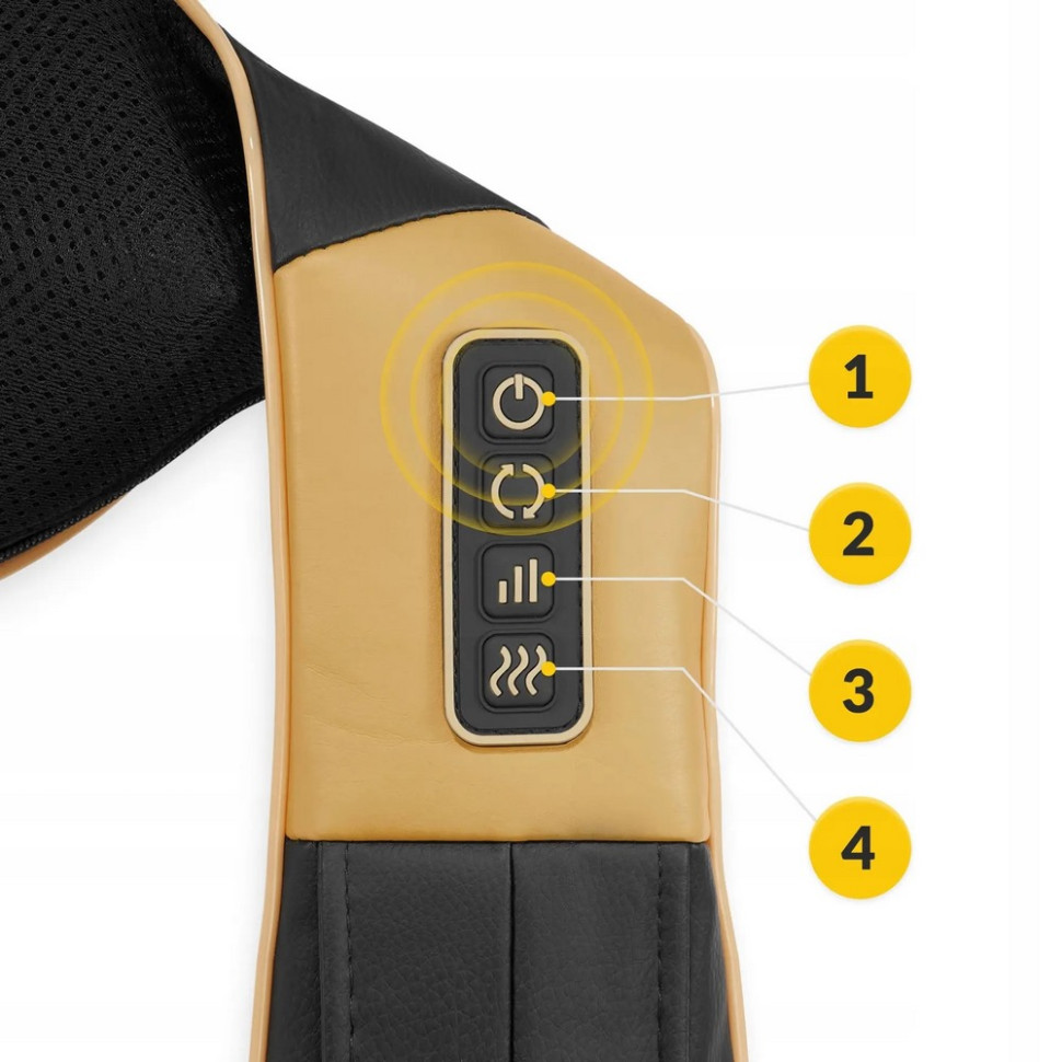 Накидка-массажер для шеи и спины Shiatsu Ultra+ 4FIZJO 4FJ0566 аккумуляторная, Black/Gold