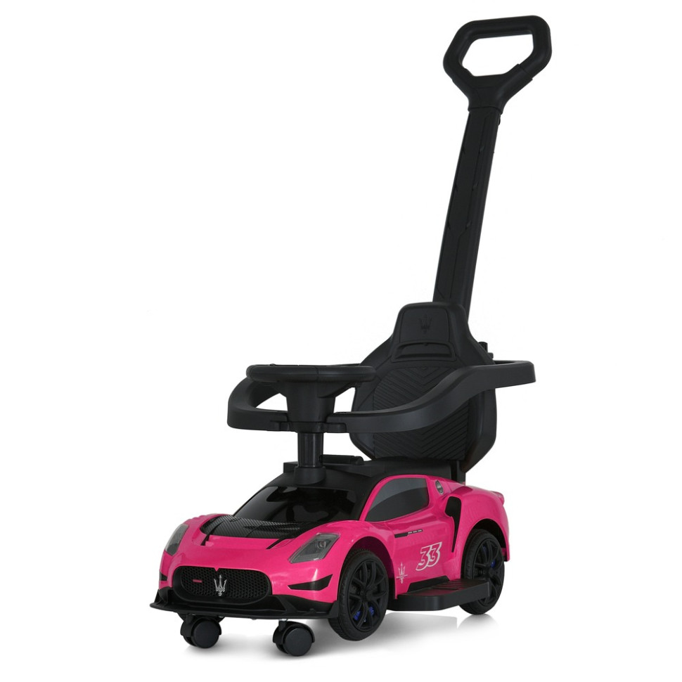 Дитяча каталка-толокар 2 в 1 Bambi M 5106-8 рожевий, з батьківською ручкою