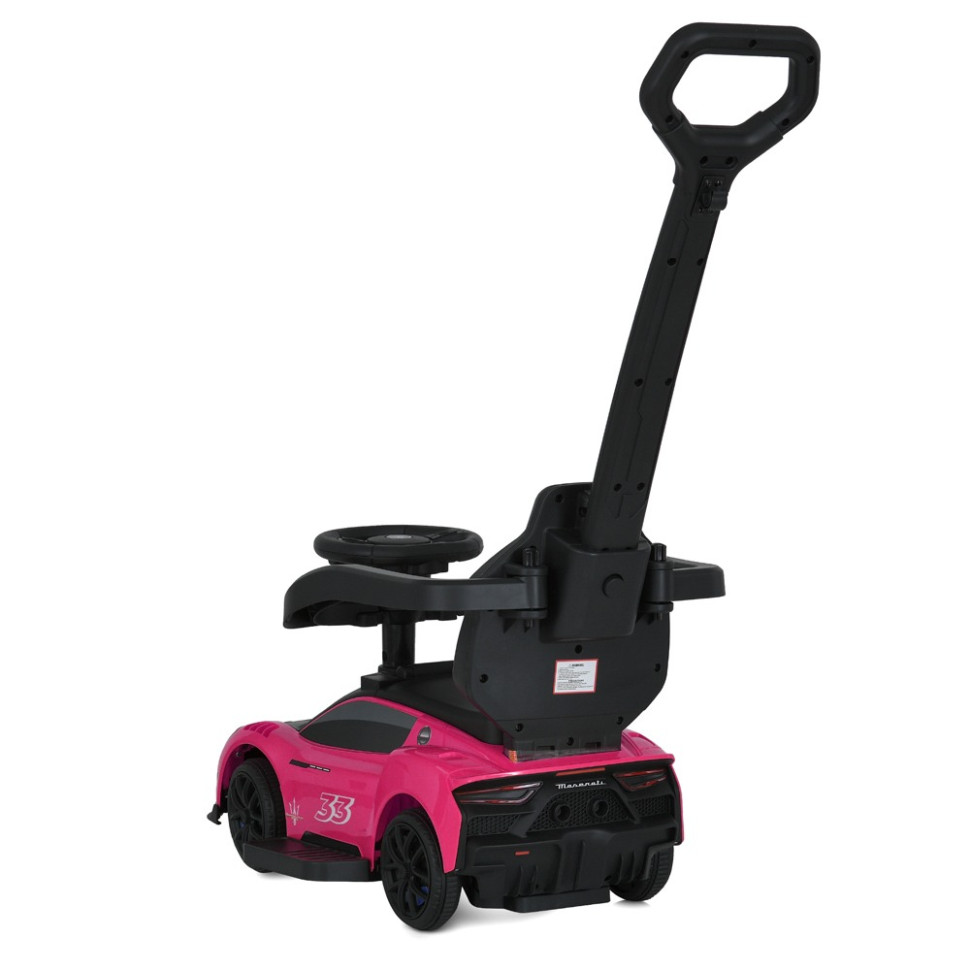 Дитяча каталка-толокар 2 в 1 Bambi M 5106-8 рожевий, з батьківською ручкою