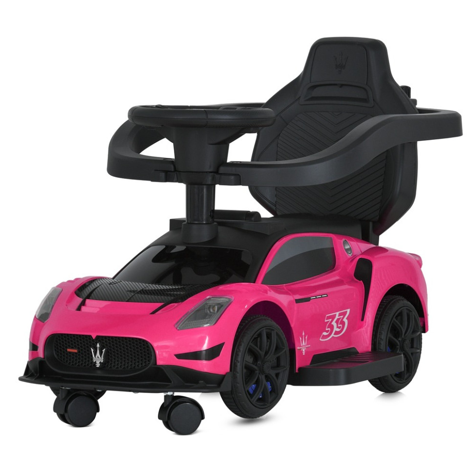 Дитяча каталка-толокар 2 в 1 Bambi M 5106-8 рожевий, з батьківською ручкою