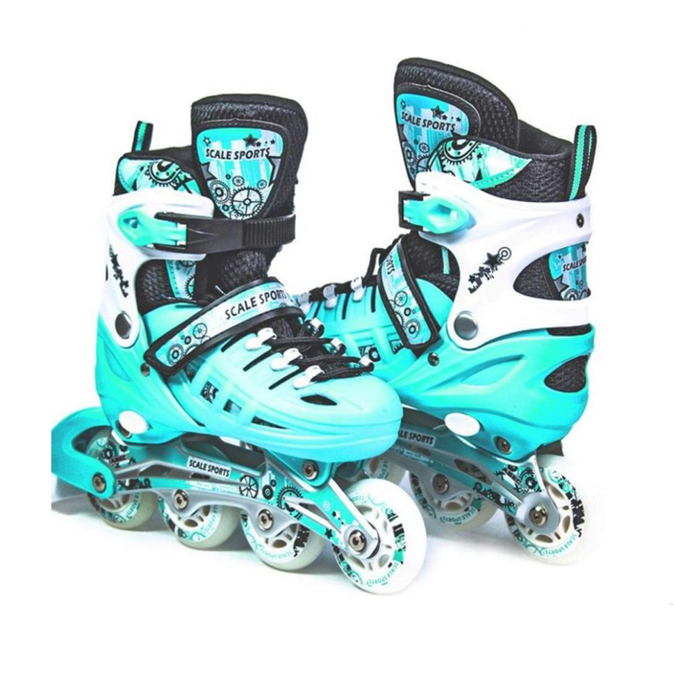 Детский набор ролики с комплектом защиты Scale Sports LFC905MMINT, размер 34-37