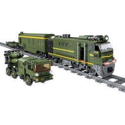 Конструктор железной дороги "Поезд DF2159 с рельсами" ZIPP Toys 98252(Green) Военный поезд