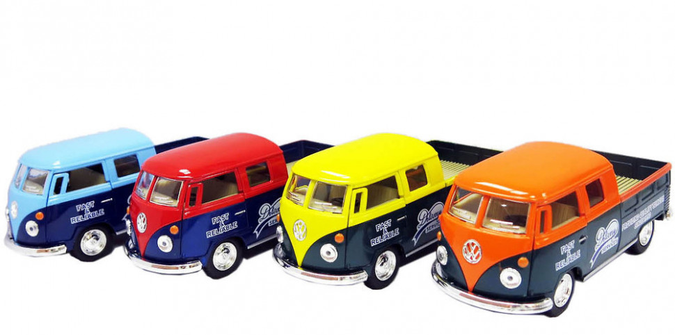 Машинка Volkswagen Bus Double Cab Pickup Delivery 1963 Kinsmart KT5396W інерційна, 1:34