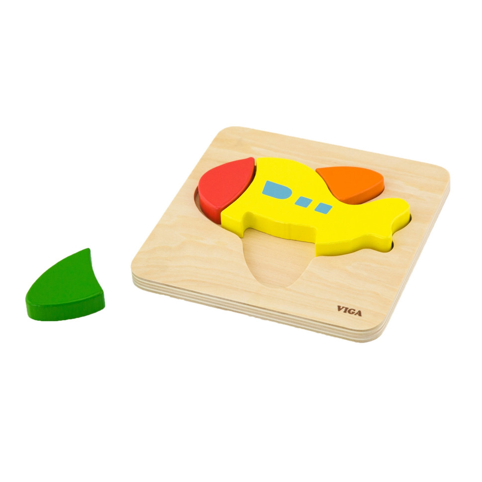 Деревянный мини-пазл Самолетик Viga Toys 50173, 4 элемента