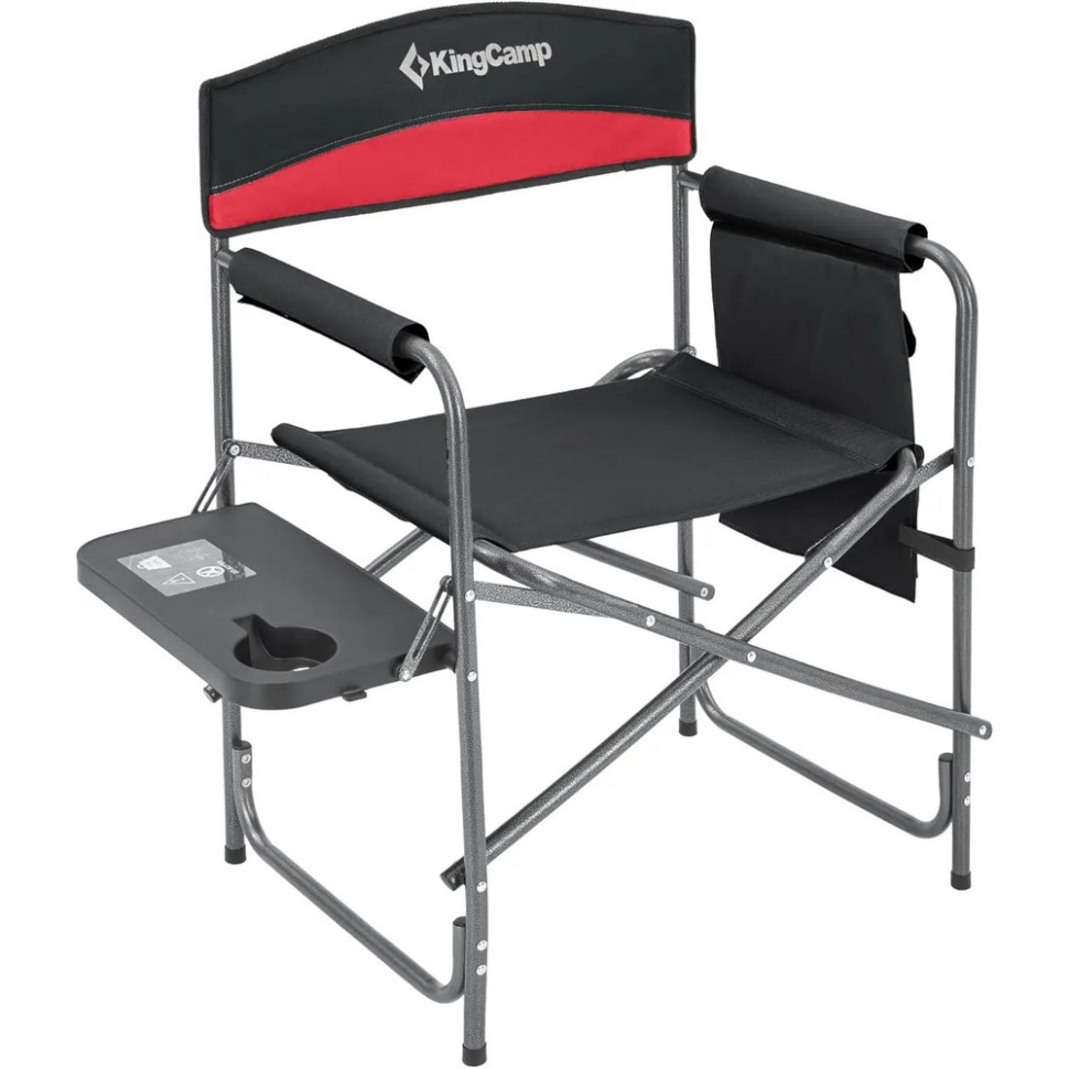 Стул раскладной туристический Folding Director Chair KingCamp KC1904_BLACK/RED, до 180 кг