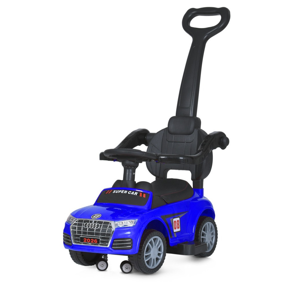 Дитяча каталка-толокар Bambi Racer M 5045L-4 синій, з батьківською ручкою