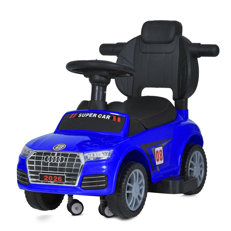 Дитяча каталка-толокар Bambi Racer M 5045L-4 синій, з батьківською ручкою