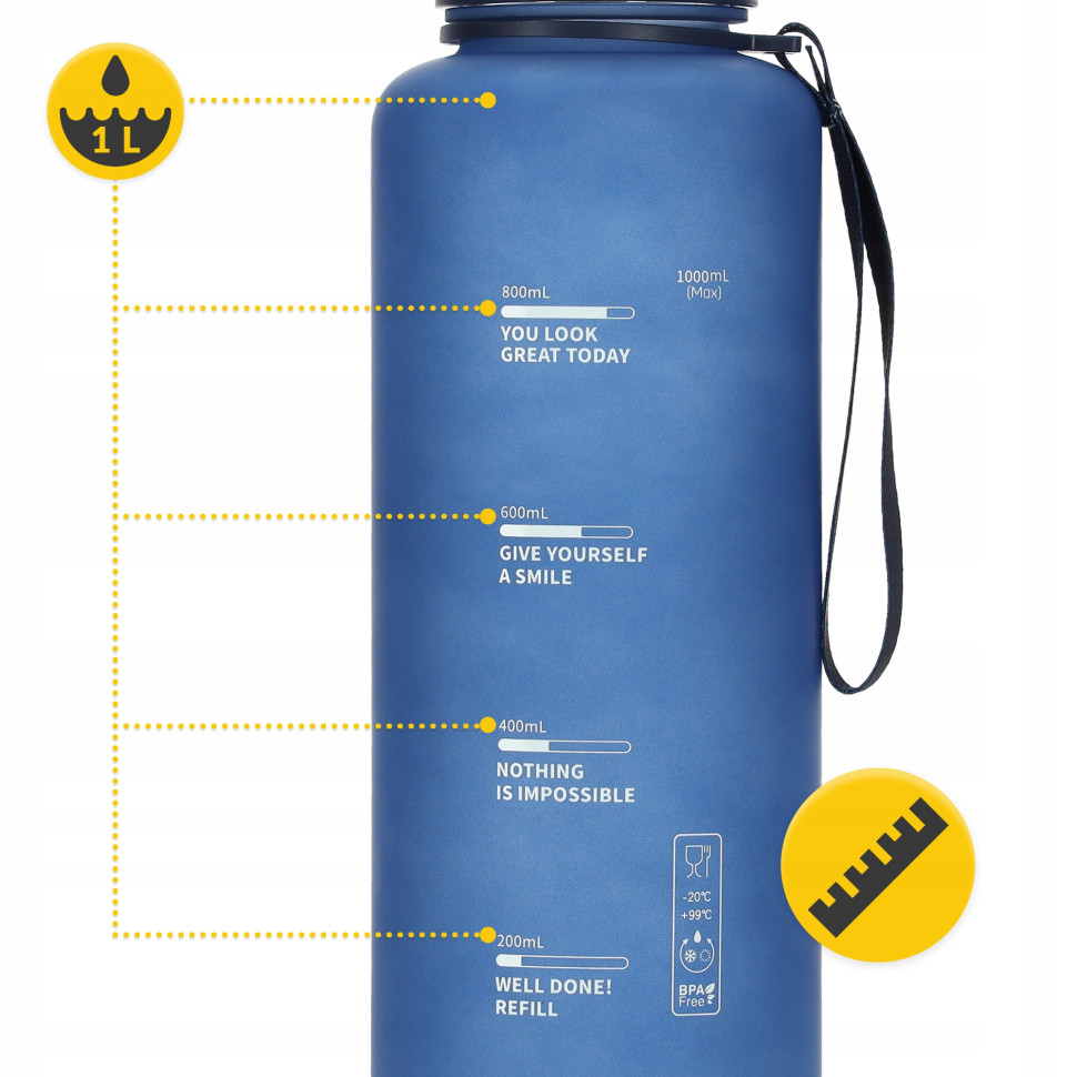 Пляшка для води спортивна 4FIZJO P-5905973403771, 1000 мл, синій