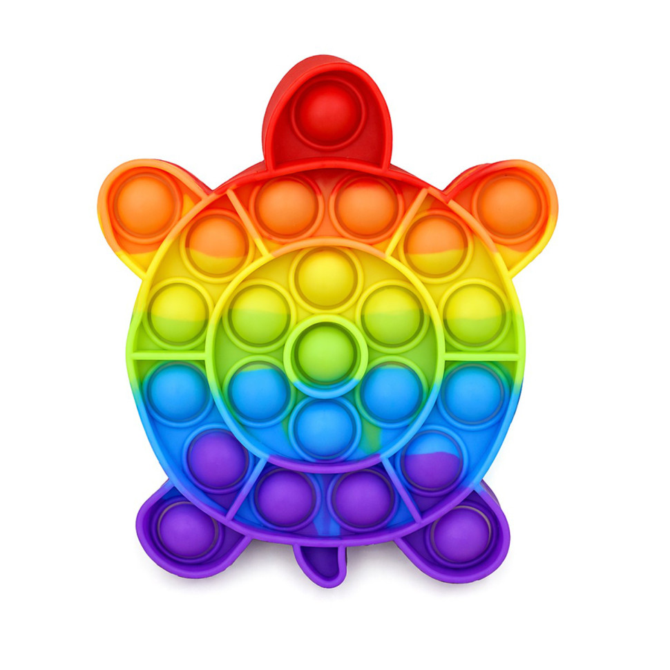Антистресс-игрушка Черепаха Bambi SL12 POP IT радужный, 14х12х1,3 см
