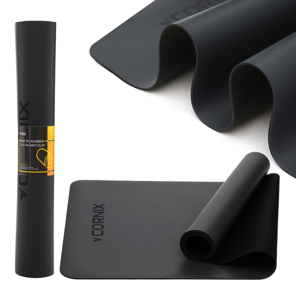 Коврик спортивный для йоги и фитнеса Cornix XR-0317 Black 183 x 68 x 0.4 см