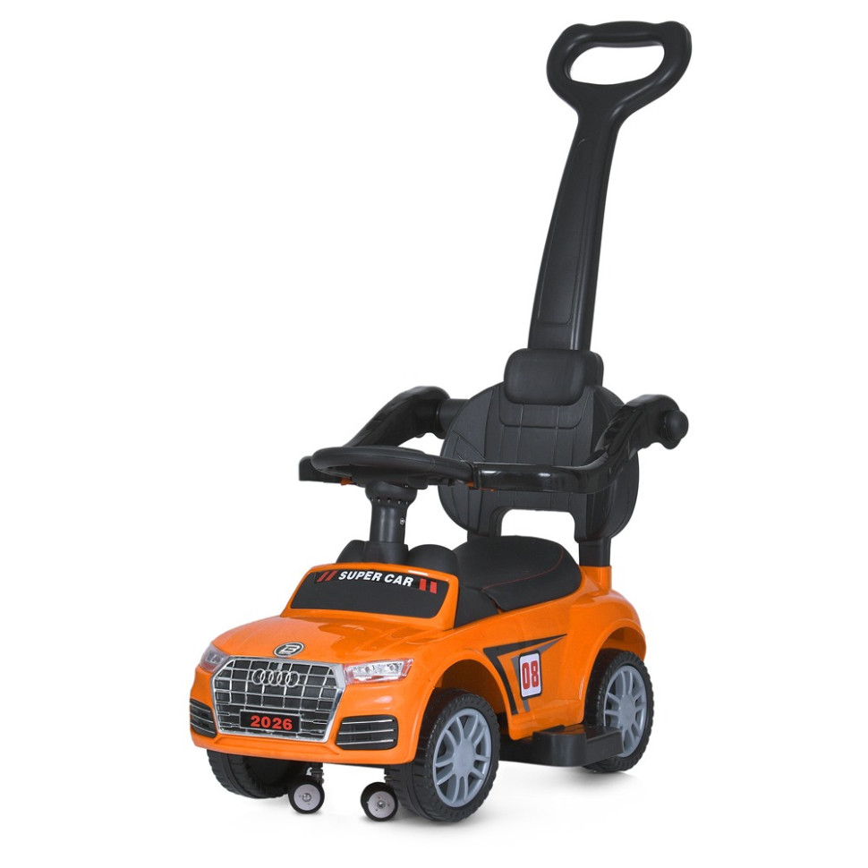Дитяча каталка-толокар Bambi Racer M 5045L-7 помаранчевий, з батьківською ручкою