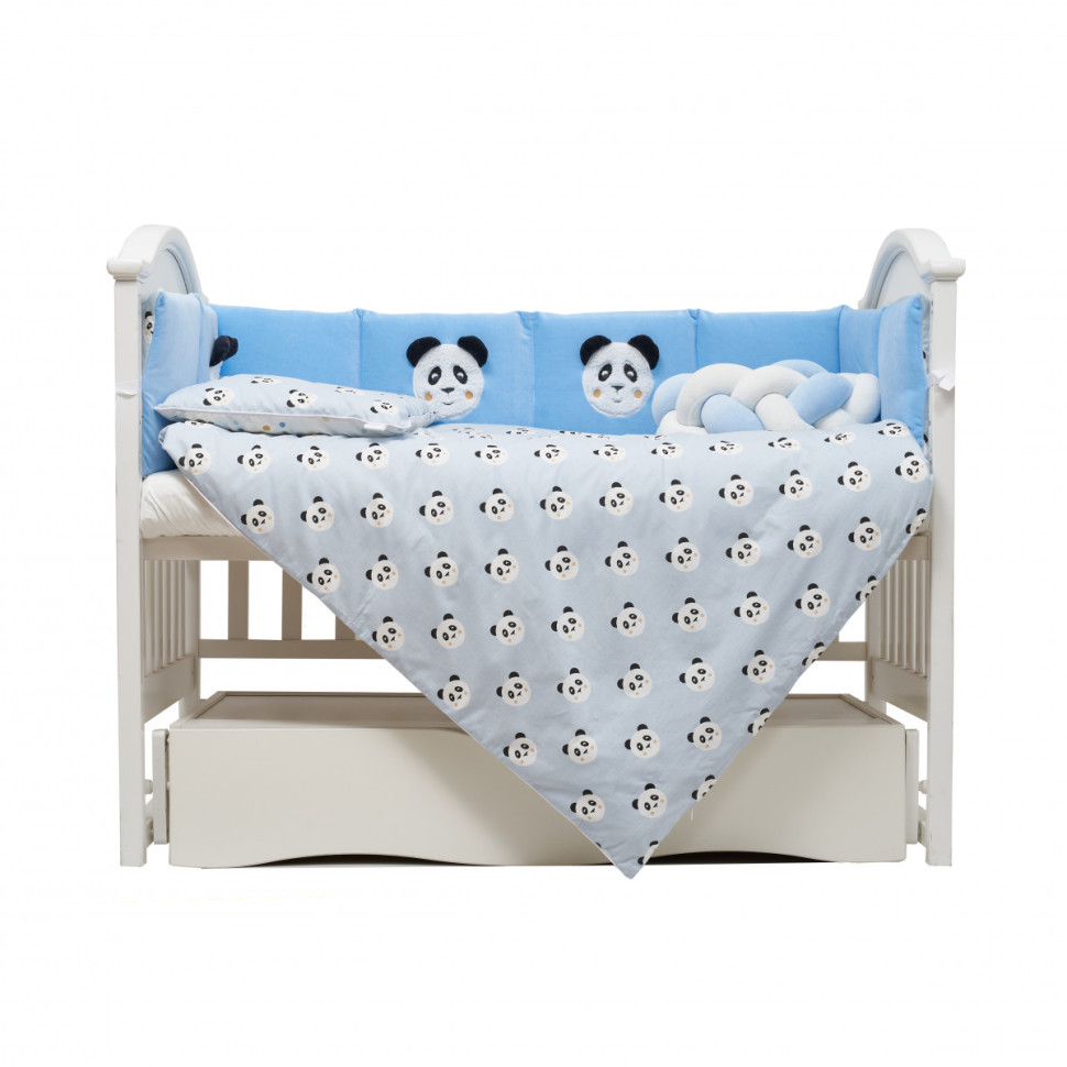 Постільний комплект білизни в ліжечко Panda Twins 4075-TP-04, 7 елементів