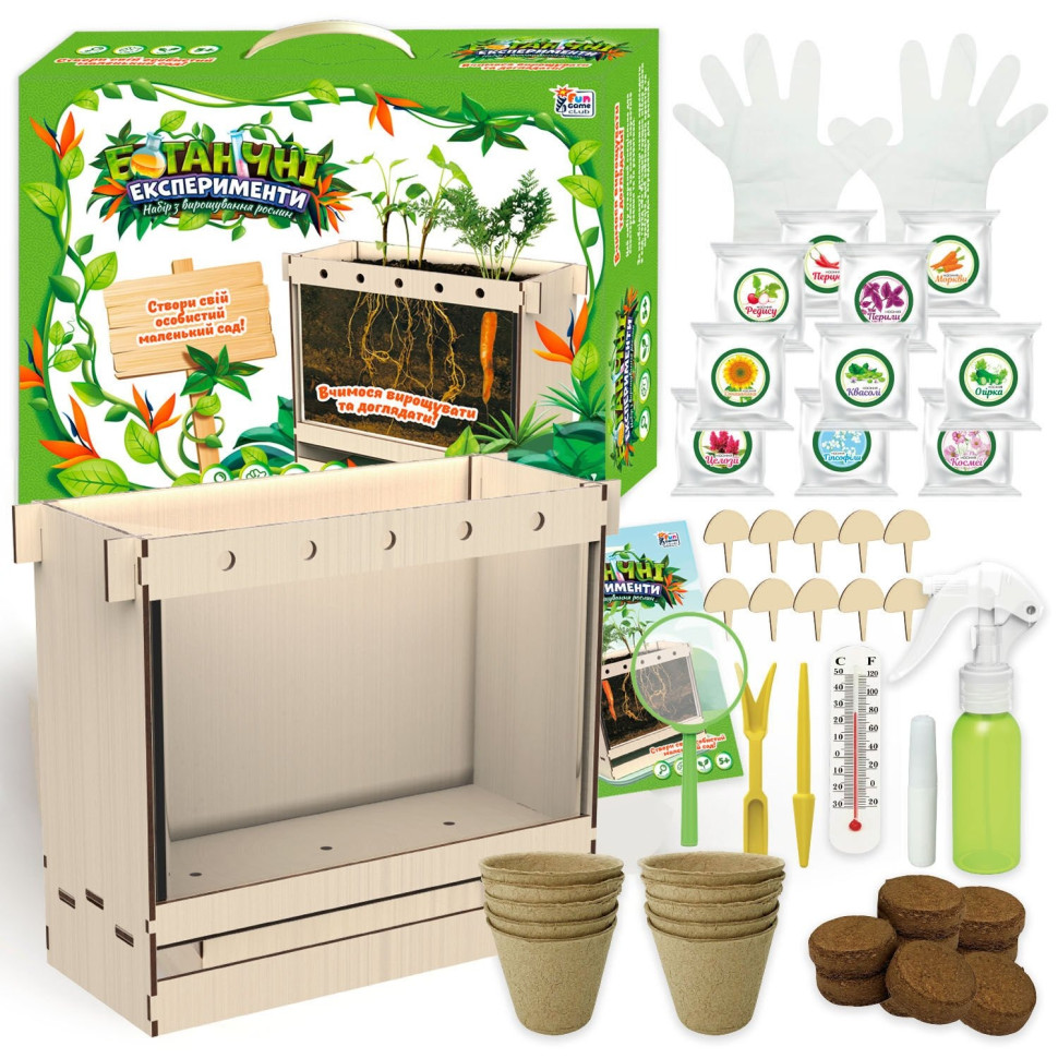 Ботанічні експерименти 4FUN Game Club 70228 ґрунт, бокс, рукавички, клей