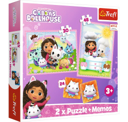 Пазлы детские "Габби с котиками" Trefl 93382, 2 в 1 с игрой мемо