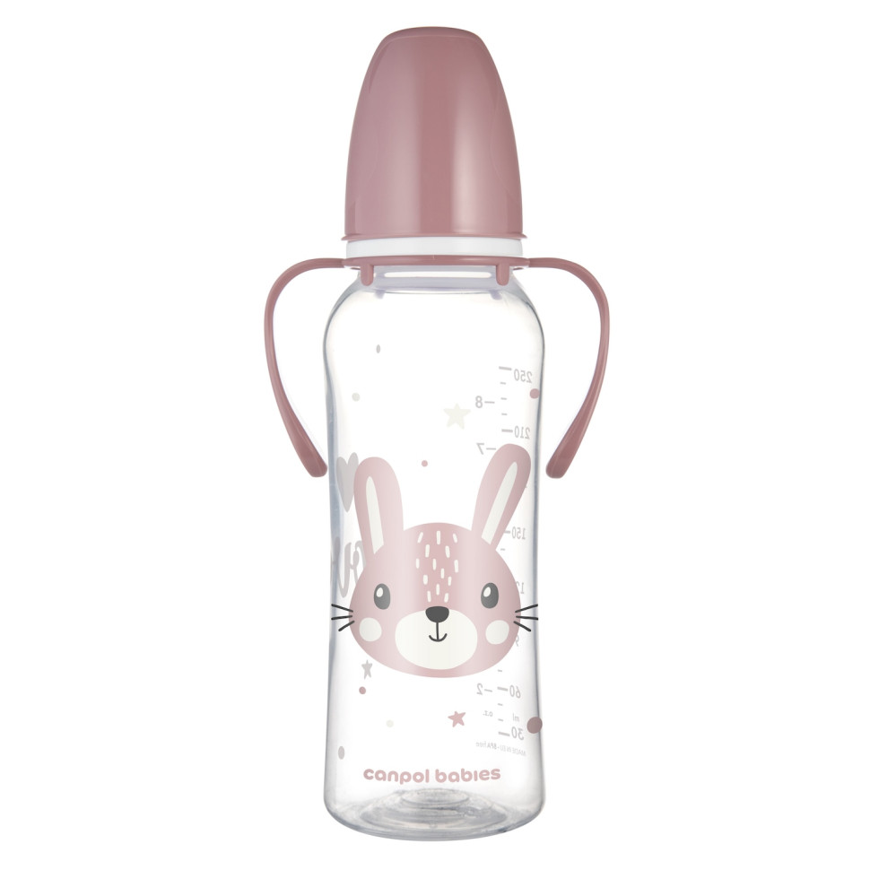 Дитяча стандартна пляшечка з ручками Cute animals Canpol babies 11/845_pin 250 мл