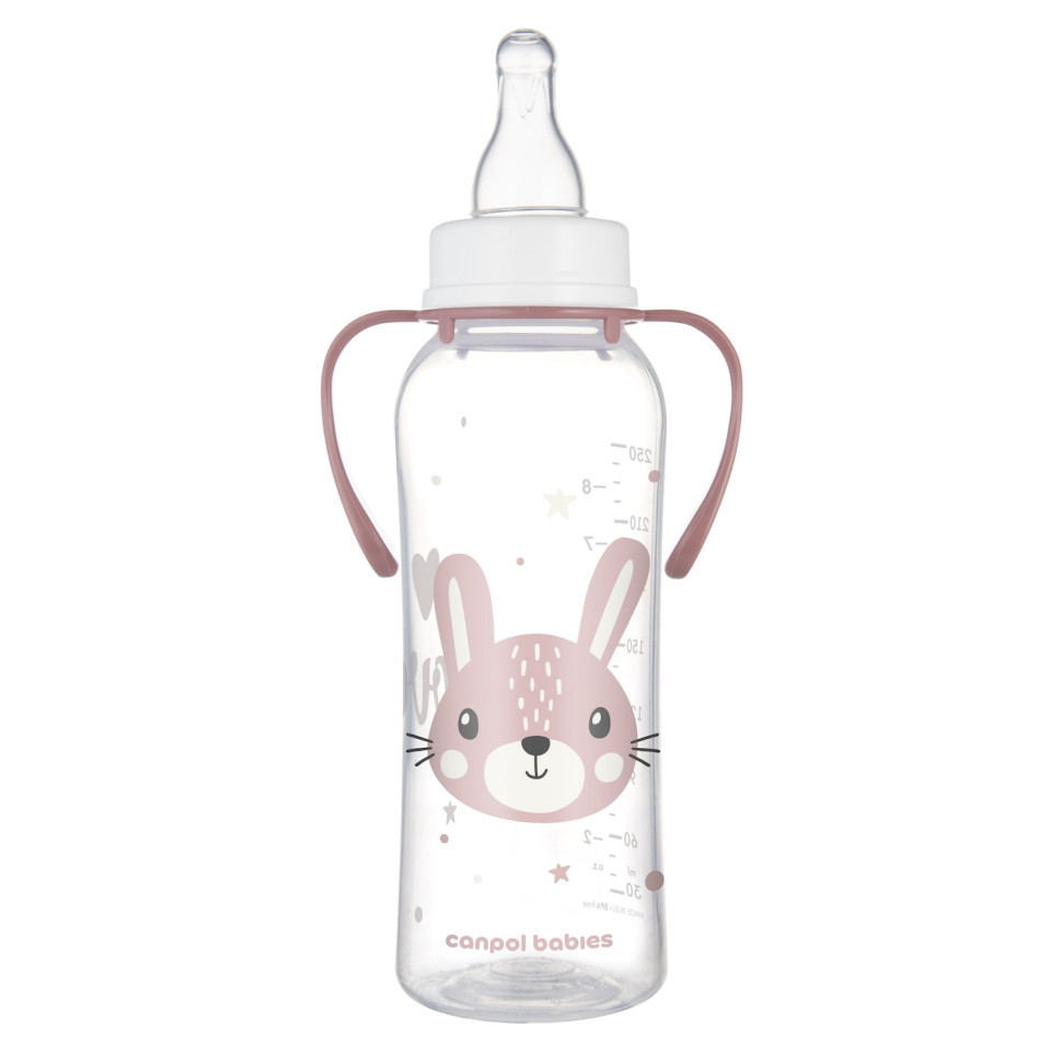 Дитяча стандартна пляшечка з ручками Cute animals Canpol babies 11/845_pin 250 мл
