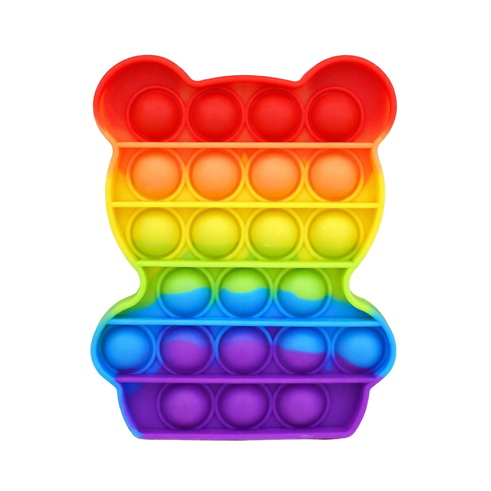 Антистресс-игрушка Мишка Bambi SL10 POP IT радужный, 12х9,5х1,3 см