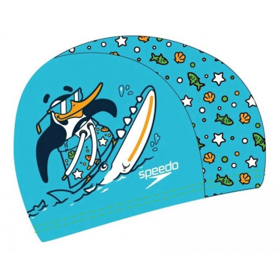 Шапка для плавання PRINTED POLYESTER CAP IU Speedo 8-1224114675 синій, зелений, OSFM