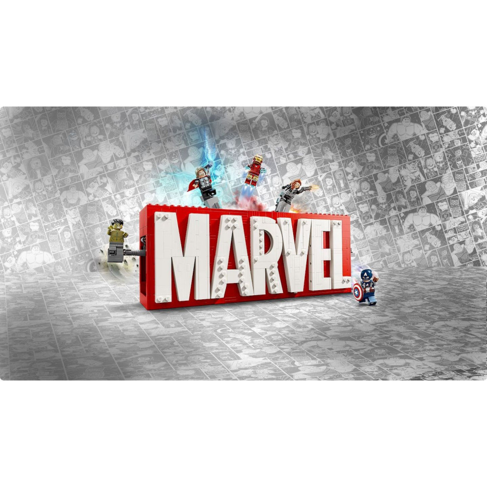 Конструктор LEGO Super Heroes Логотип і мініфігурки MARVEL 76313, 931 деталь 