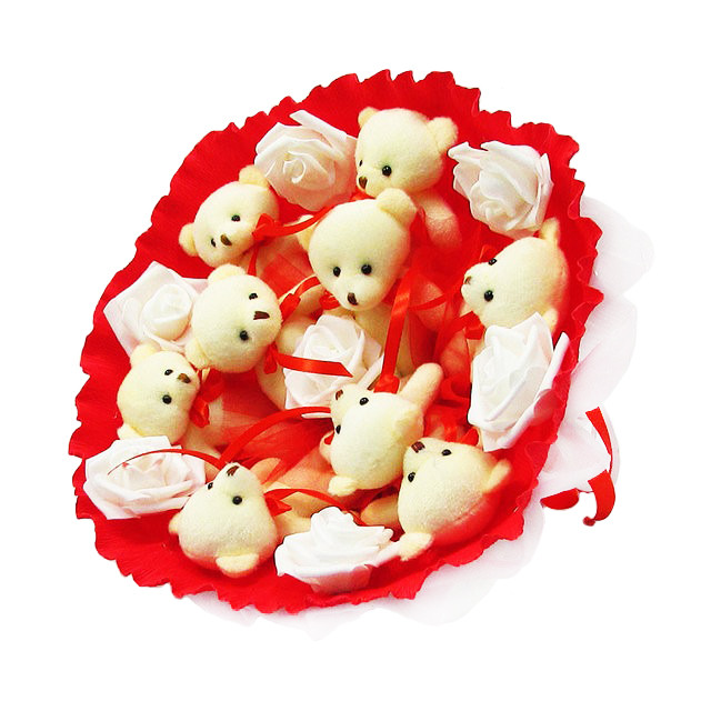 Букет з іграшок Ведмедики 9 червоний 5338IT
