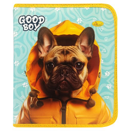 Папка для тетрадей на молнии "Good Boy French Bulldog" Апельсин АП-1001-3