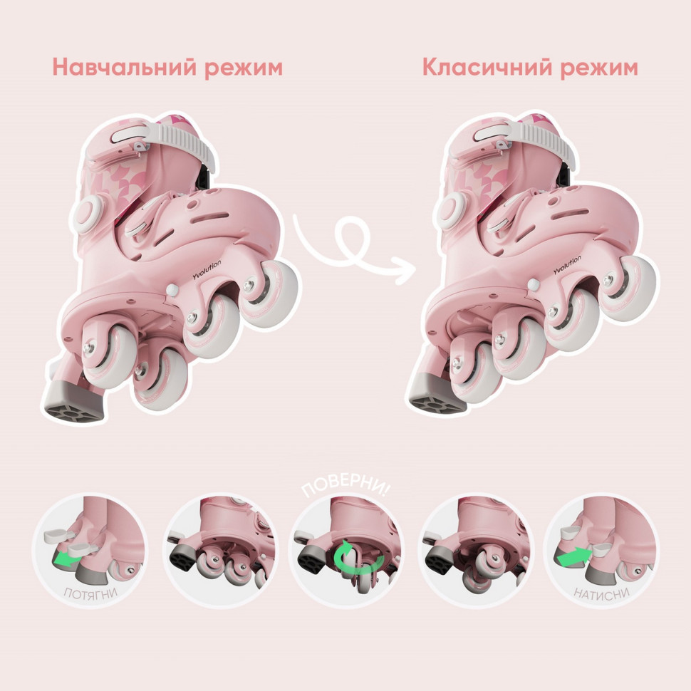 Ролики Yvolution Switch Skates Рожеві YR25P4