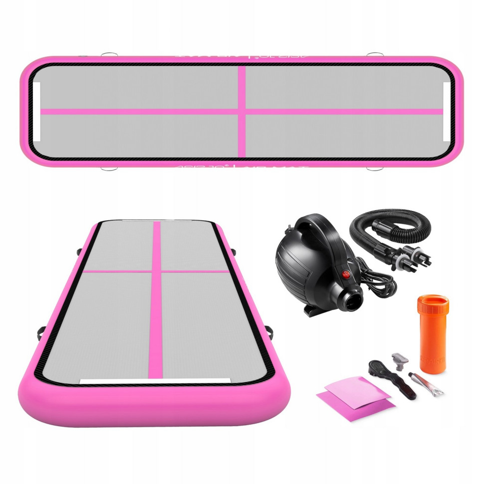 Мат надувной гимнастический  Air Track Mat 4FIZJO P-5907739311788, 400 x 100 x 15 см, White/Pink