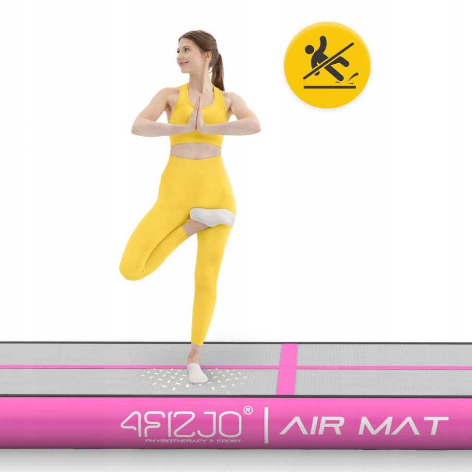 Мат надувной гимнастический  Air Track Mat 4FIZJO P-5907739311788, 400 x 100 x 15 см, White/Pink