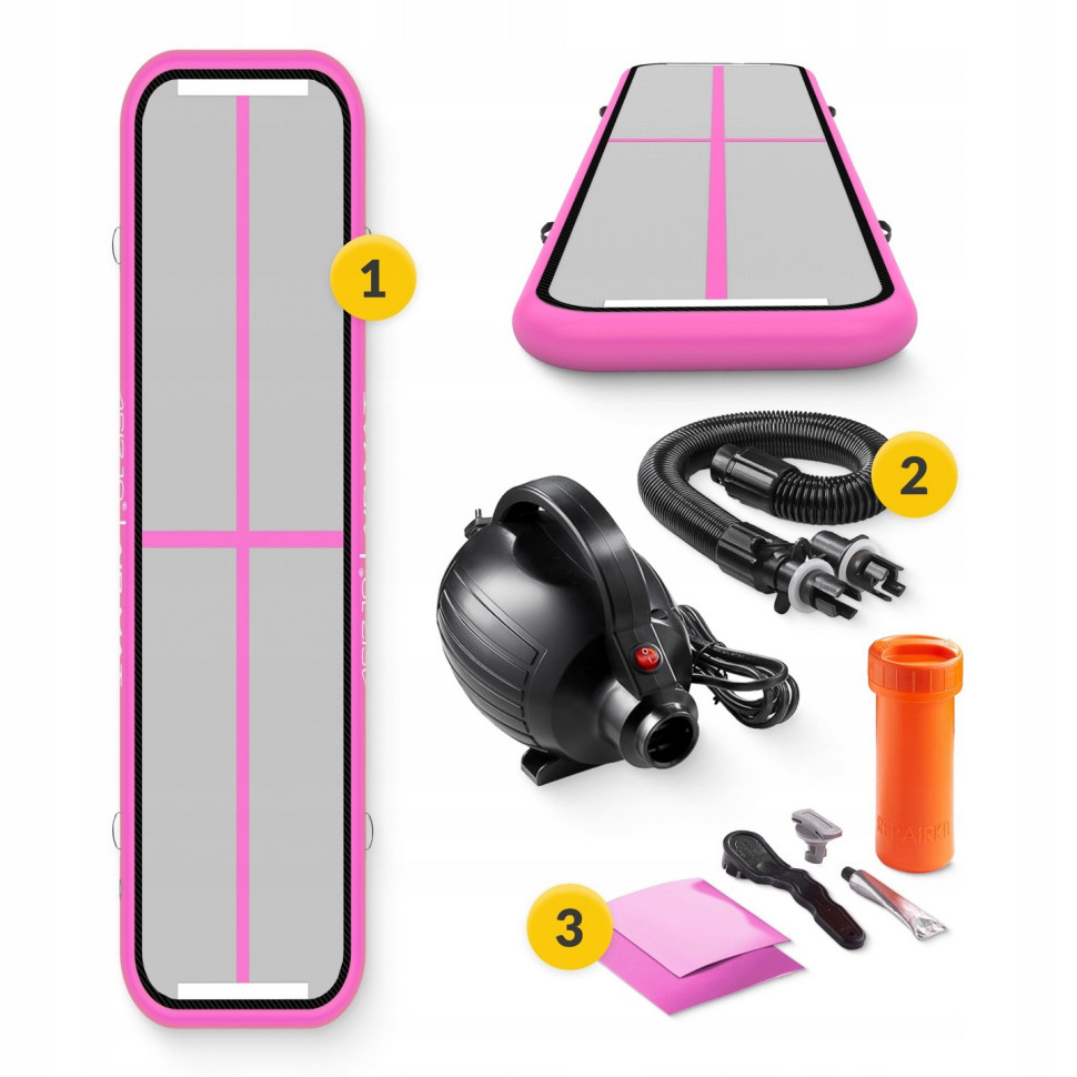 Мат надувной гимнастический  Air Track Mat 4FIZJO P-5907739311788, 400 x 100 x 15 см, White/Pink