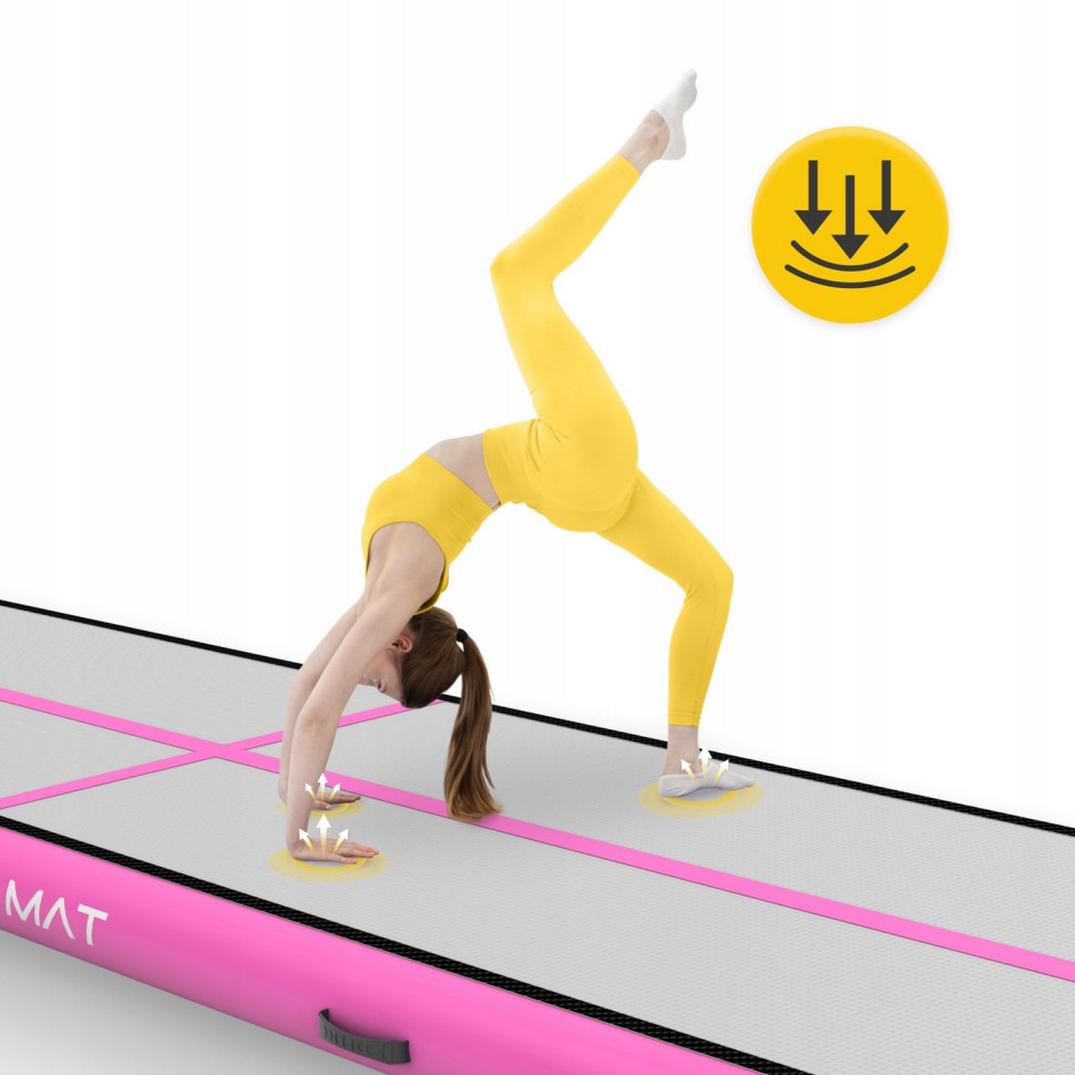 Мат надувной гимнастический  Air Track Mat 4FIZJO P-5907739311788, 400 x 100 x 15 см, White/Pink